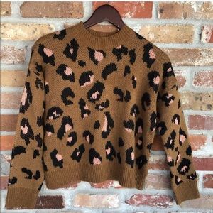 Goodnight Macaroon Cropped Leopard Print Sweater